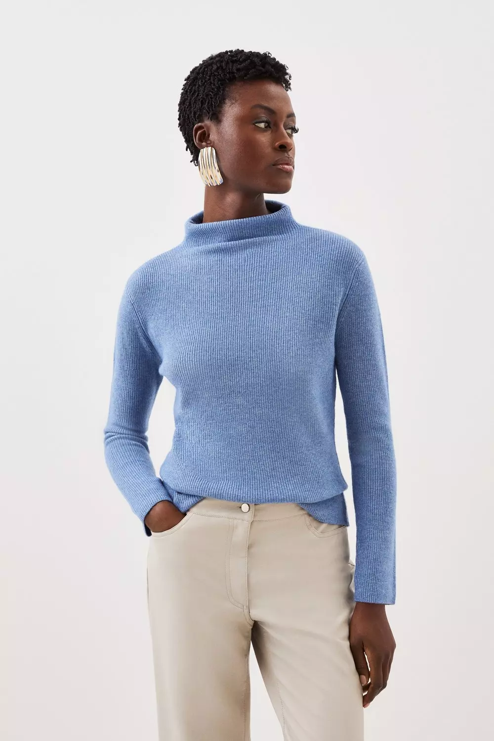 Light blue outlet polo neck